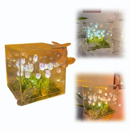 

Gelren Hot StyleCreative Butterfly Garden Nightlight Handmade DIY Homemade Material Gift For Good FriendsPurple