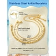 thumbnail image 4 of PROSTEEL 3 Pcs Stainless Steel Summer Anklet for Women 14K Gold Plated Paperclip Cuban Figaro Charm Bracelet Beach Jewelry Birthday Gift 8.5 Inch Chain, 4 of 7