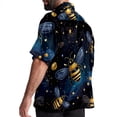 thumbnail image 3 of Starry Bees in the Sky Men's Casual Printed Button Down Short Sleeve Summer Beach Shirt, Unisex, 3 of 6