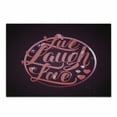 thumbnail image 1 of Live Laugh Love Cutting Board, Vibrant Romantic Vintage Stamp Inspired Circle Popular Saying Print, Decorative Tempered Glass Cutting and Serving Board, Small Size, Coral Plum White, by Ambesonne, 1 of 1