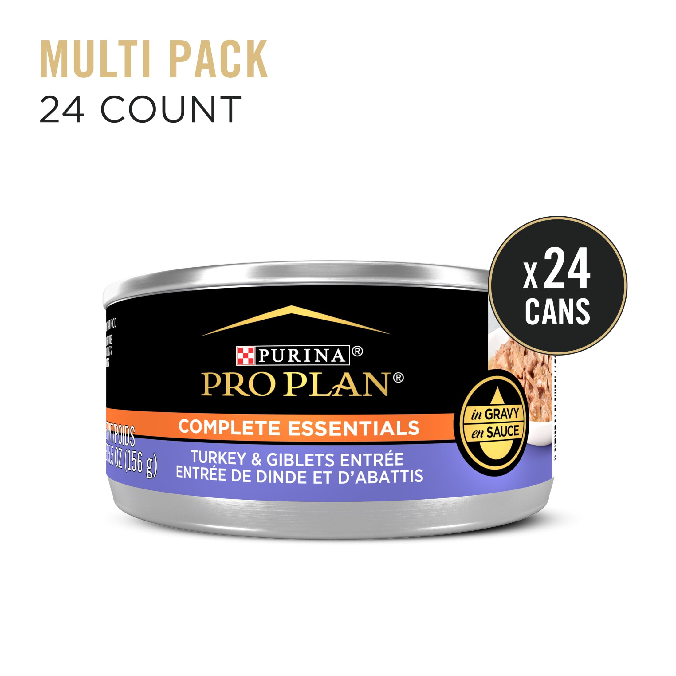Purina Pro Plan Complete Essentials, Turkey Giblets, Wet Cat Food, 5.5 oz Cans, 24 Pack