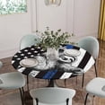 thumbnail image 4 of Round Fitted Tablecloth,American Flag Law Enforcement Thin Blue Line Circle Table Cover Waterproof Table Cloth with Elastic Edge,Animal Sloth Outdoor Tablecloths for Kitchen Picnic 55-60in, 4 of 9