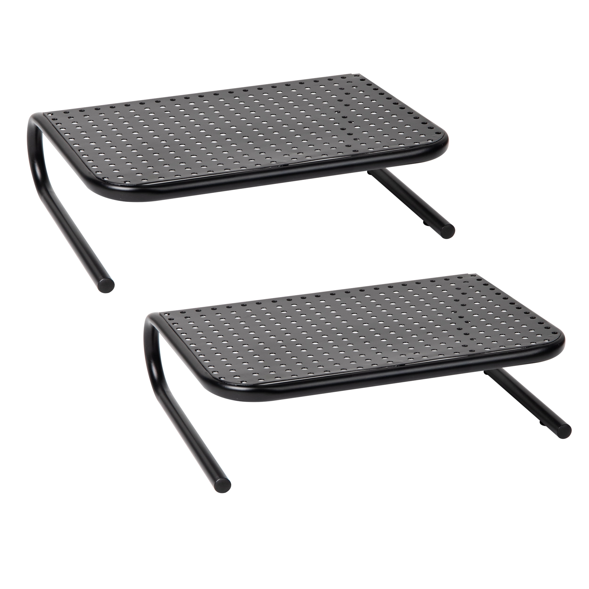Mind Reader Monitor Stand, Ventilated Laptop Riser, Desktop Organizer, Metal, 14.5"L x 11.25"W x 4.25"H, Set of 2, Black