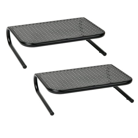Mind Reader - Monitor Stand, Ventilated Laptop Riser, Desktop Organizer, Metal, 14.5"L x 11.25"W x 4.25"H, Set of 2 - Black