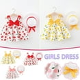 thumbnail image 4 of Odeerbi Toddler Girl Summer Beach Dress with Sun Hat Kids Baby Bow Print Suspender Dress Hat Suit Yellow, 4 of 4