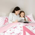 thumbnail image 5 of Homewish Personalized Initial Letter A 3-Piece Full Size Comforter Sets for Kids Children Girls,Love Heart Print Bedding Comforter Set,Dreamy Princess Bow Lightweight Bedding Sets, 5 of 8