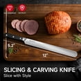 thumbnail image 2 of Brisket Knife, 12‘’ Carving & Slicing Knife with Ergonomic Handle, German High-Carbon Steel, Sheath Included, Razor Sharp for Meat, Roasts, BBQ, Turkey, Grilling Gifts for Men, 2 of 4