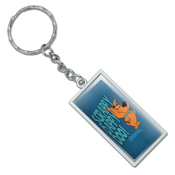 Rectangle Scrappy Dappy Doo Keychain in Chrome Plated Metal