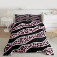 thumbnail image 2 of Homewish Modern Leopard Print Full Size Comforter Sets for Female, Fashion Lines Stripes Bedding Comforter Set, Black Pink Abstract Ombre Reversible Bedding Sets, Luxury Bedroom Decor, 3 Pieces, 2 of 8