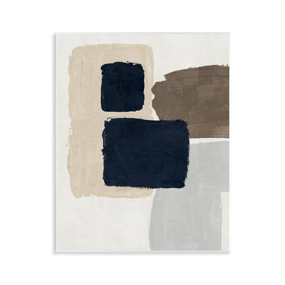 Stupell Industries Navy Blocked Shapes Abstract Painting Unframed Art Print Wall Art, 11 x 14