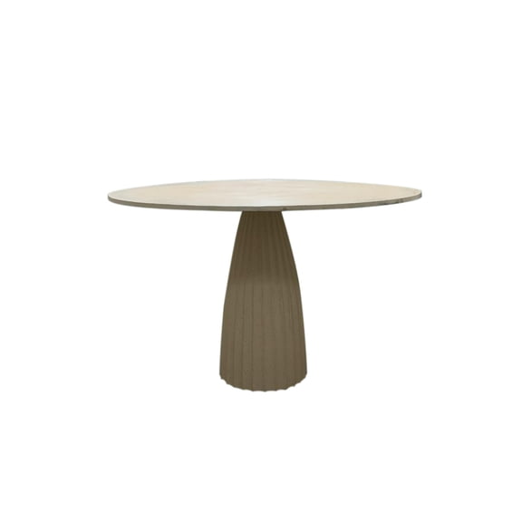 BIDK Home Chiseled Base Dining Table with Round Top - 47.25" - Beige