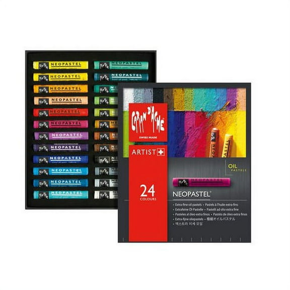 Caran d'Ache, Neopastel Oil Based Pastel Crayons, with Durable Box, 24 Colors