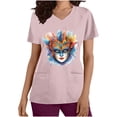 thumbnail image 2 of Jinhomg Womens Holiday Scrub Shirts Funny Mardi Gras Mask Graphic Scrubs Lightweight Comfy Short Sleeve V-Neck Carnival Themed Tunic Top 90 off Clearance Sale Pink XXL, 2 of 6