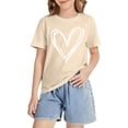 thumbnail image 4 of YunPes Cute Heart Print Shirt Casual Loose Fit Short Sleeve Summer Streetwear Sports Top Valentine's Day Basic Toddler Undershirt, 4 of 8