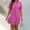 Hot Pink, variant on Women Dress Oversized Solid Color V-Neck Mid-Length Dress Casual Slim Fit Short Sleeve Dresses