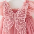 thumbnail image 6 of FAOWME Toddler Girls Fly Sleeve Butterfly With Wing Tulle Holiday Dress Dance Party Dresses Sundress Pink 12-18 Months, 6 of 7