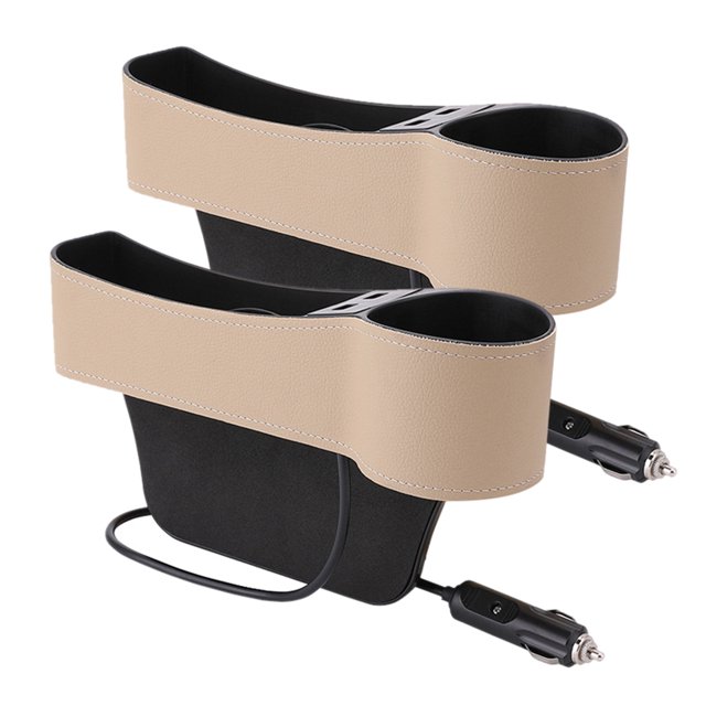 CARTTOU 1 Pair Car Seat Pockets Leather Car Console Side Organizer Filler Catch Bottle Holder