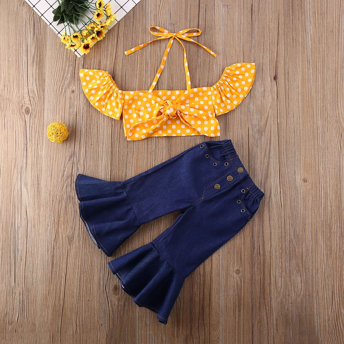 2pcs Kid Girl Floral Print Short-sleeve Tee and Belted Capri Pants Set