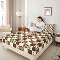 thumbnail image 4 of Homewish Geometric Plaid 4 Pieces Queen Sheet Sets for Teens Female Men,Minimalist Square Ultra Soft Flat Sheet,Vintage Aesthetic Queen Fitted Sheet,Lightweight Room Decor, 4 of 7