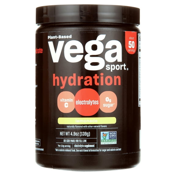 Vega Sport Electrolyte Hydration Plant-Based Powder, Lemon Lime, 50 servings (4.9oz)