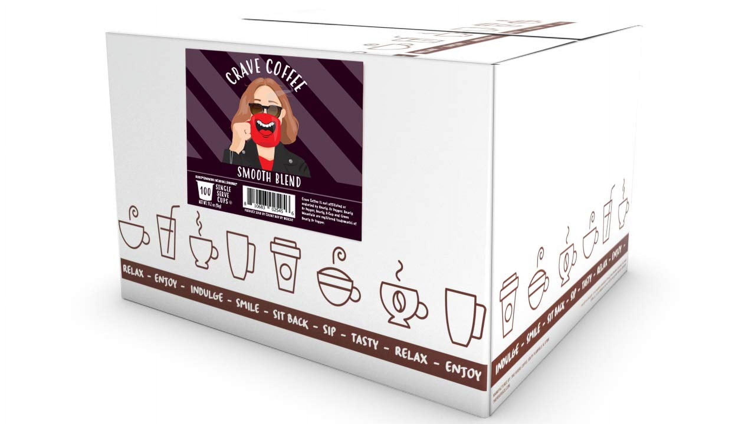 Crave Beverages Smooth Blend Coffee Pods - Colombian, Medium Roast for Keurig K Cup Brewers, 100 Count