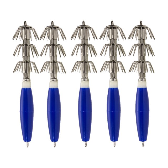 Ruiboury Three-layer Squid Hooks Effective Avoid Decoupling Rotate Noctilucent ABS High Hard Sharp Umbrella Hook Lures Blue 5pcs