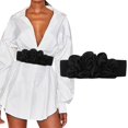 thumbnail image 5 of Miyuadkai Belt Women's Chiffon Flower Decorative Belt Elastic Wild Belt Buckle Belt Accessory Black, 5 of 7