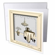3dRose Engagement Party Room with Table and Chair Pale Yellow and Gold, Greeting Cards, 6 x 6 inches, set of 6