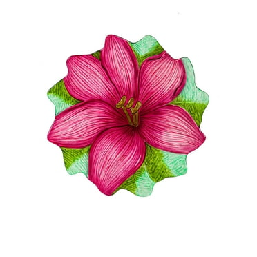 Evergreen 18" Hand Painted and Embossed Shaped Bird Bath, Pink Flower-