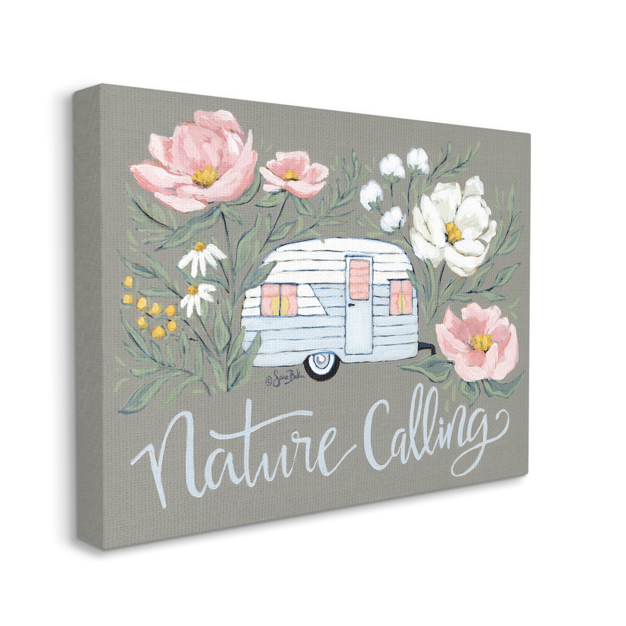 Stupell Industries Nature Calling Floral Camper Botanical & Floral Painting Gallery Wrapped Canvas Print Wall Art, 30 x 24
