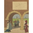 thumbnail image 2 of Johan Braakensiek 12x14 Gold Ornate Wood Frame and Double Matted Museum Art Print Titled - Band Design with Walkers at a Gatehouse (1868 - 1940), 2 of 4