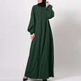 thumbnail image 2 of Fesfesfes Long Sleeve Dress Women Solid Color Robe Vintage Elegant Swing Kaftan Party Dress Under $10, 2 of 5