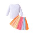 thumbnail image 3 of Fsqjgq Baby Girl Clothes Toddler Girls Birthday Outfits Embroidery Letter T Shirt Tops+Rainbow Tutu Skirt Two Piece Birthday Clothing Sets 18-24 Months, 3 of 9