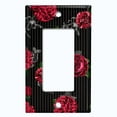 thumbnail image 5 of Metal Light Switch Plate Outlet Cover Dark Red Roses Black Pinstripe Wallpaper ROS042, 5 of 13