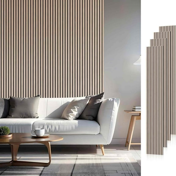 Easy4Home 4Pcs 94.5" x 12.6" Soundproof Wood Slat Panels Acoustic Wall Panels, Walnut
