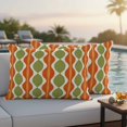 thumbnail image 4 of Orange Green Geometric Outdoor Waterproof Pillow Covers, Abstract Moire Modern Vintage Decorative Rectangle Throw Pillowcase Sofa Cushion Sham for Patio/Couch/Chair, 20"x12" 2 Pack, 4 of 8