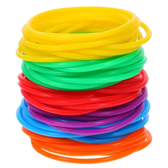 EXHUMKY 60Pcs Silicone Wristband Bracelet Set Soft Elastic Bands for Wrist and Hair Accessories