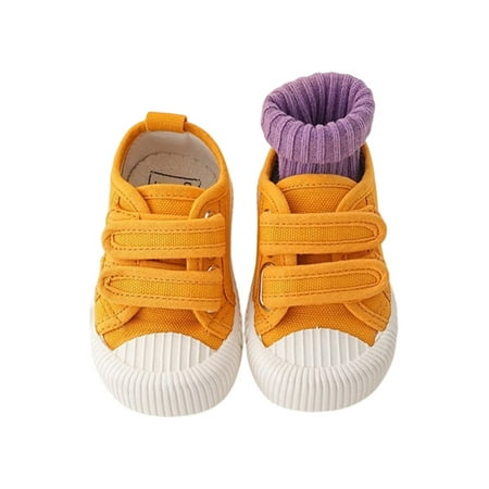 

Tenmix Kids Flats Slip On Sneakers Skate Casual Shoes Comfort Canvas Shoe Girls Boys Magic Tape Fashion Yellow 5.5C