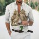 thumbnail image 3 of Camisas casuales holgadas con estampado de pájaros de manga larga para hombres y mujeres, blusas de calle de gran tamaño para uso diario, camisetas vintage de manga larga con solapa, 3 of 5