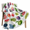 thumbnail image 2 of Fleece Blanket Pastoral Fruit Watermelon Grapes Blankets, Soft Cozy Warm Flannel Throw Blanket, Farm Kiwifruit Lemon Blanket for Bed Couch Sofa,30x40In, 2 of 9