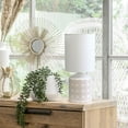 thumbnail image 2 of Mod Lighting and Decor Floral Print Table Lamp with Drum Shade - 18.5" - Beige and White, 2 of 9