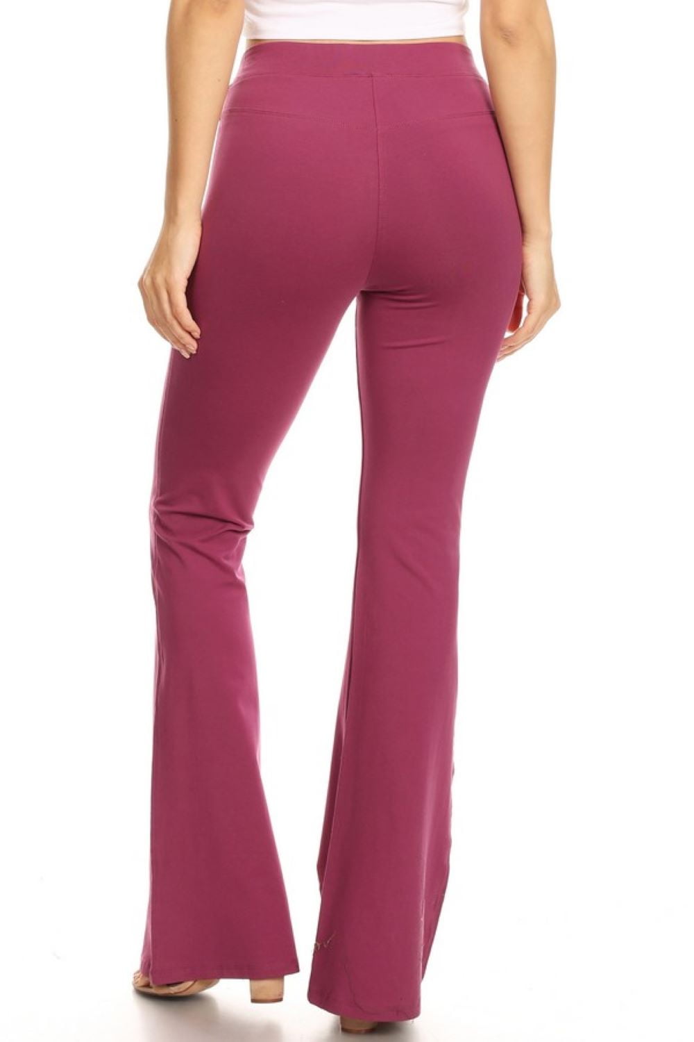 Women's High Rise Cotton Flare Leggings, Plum, L