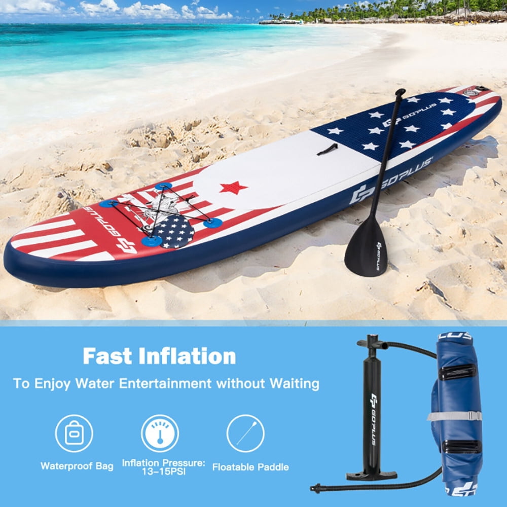 Spaco 11 Feet Inflatable Stand up Paddle Board with 3 Fins Thruster, Wide Stable Design, Non-Slip Comfort Deck for Youth & Adults
