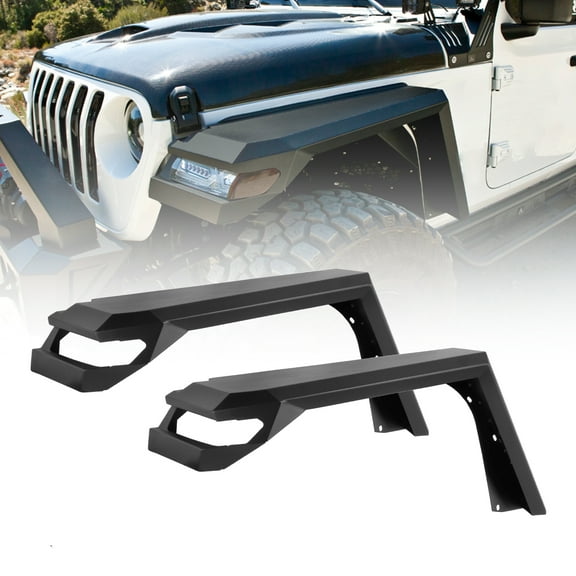 WOLFSTORM For 2018-2022 Jeep Wrangler JL/JLU Front Fender Flares Powder Coated Steel 2PC