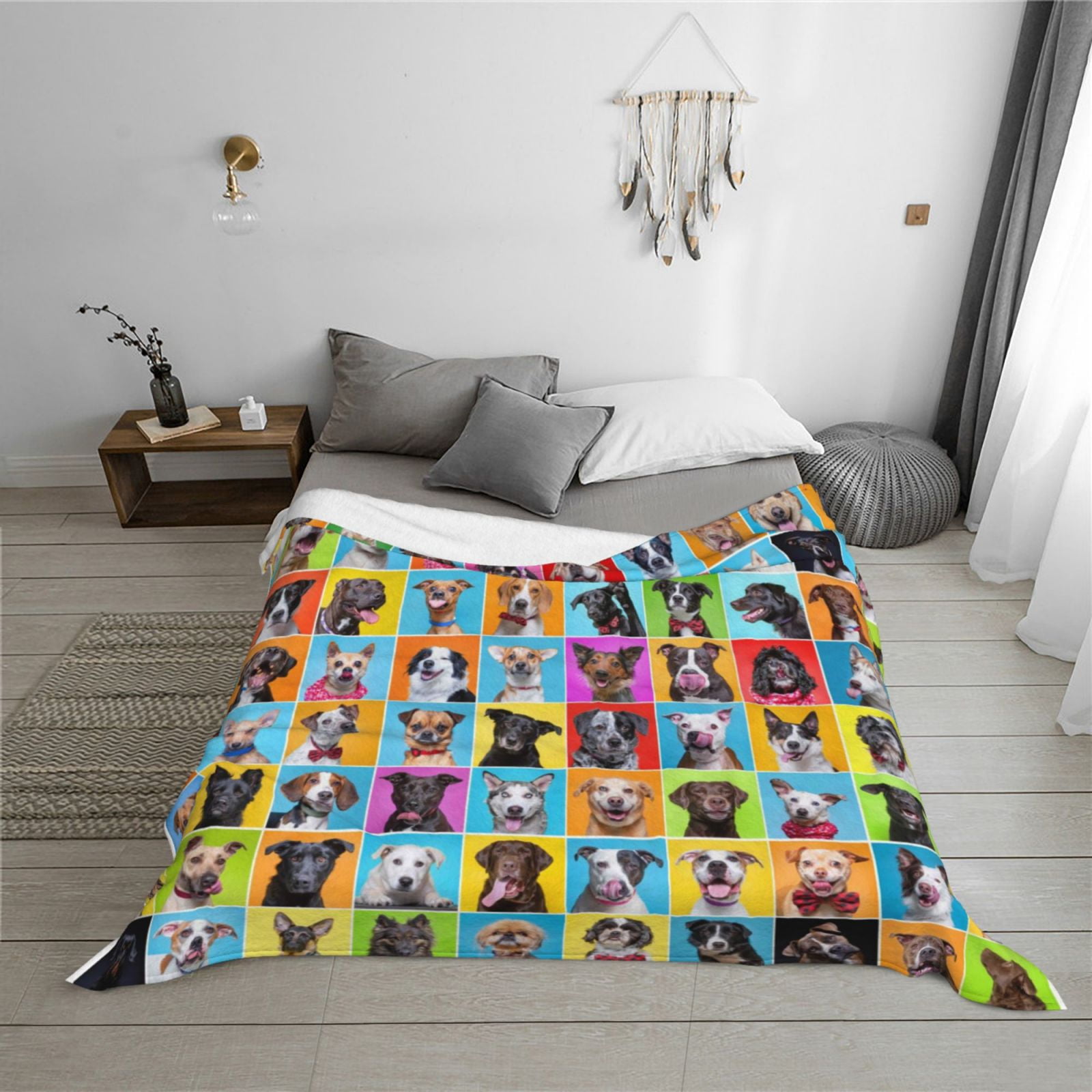 Throw Blanket for Couch - Cute Dogs Collage Soft Comfy Lightweight Cozy Warm Throw Blanket, Fuzzy Plush Flannel Blanket & Throws for Sofa and Bed All Season