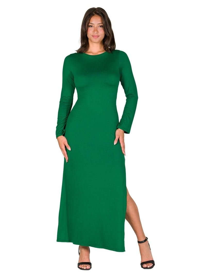 Womens Side Slit Fitted Maxi Dress - Walmart.com