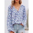 thumbnail image 2 of ORUYROP Blouses Décontractées Boho à Imprimé Floral Col en V Manches Longues Amples pour Femmes, 2 of 6