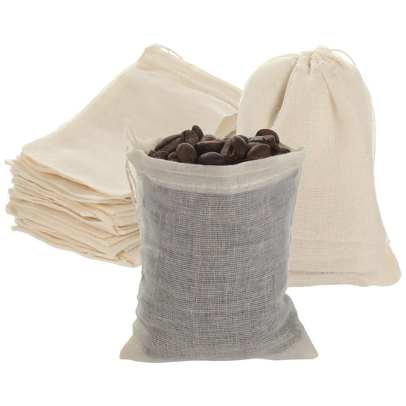 200 Pcs Cotton Muslin Drawstring Bags, Reusable Tea Filter Bags, Spice Herb Sachet Bags, Small Favor Bags for Wedding, DIY Making Soap, Jewelry, Candy, 3.1 x 3.9 in