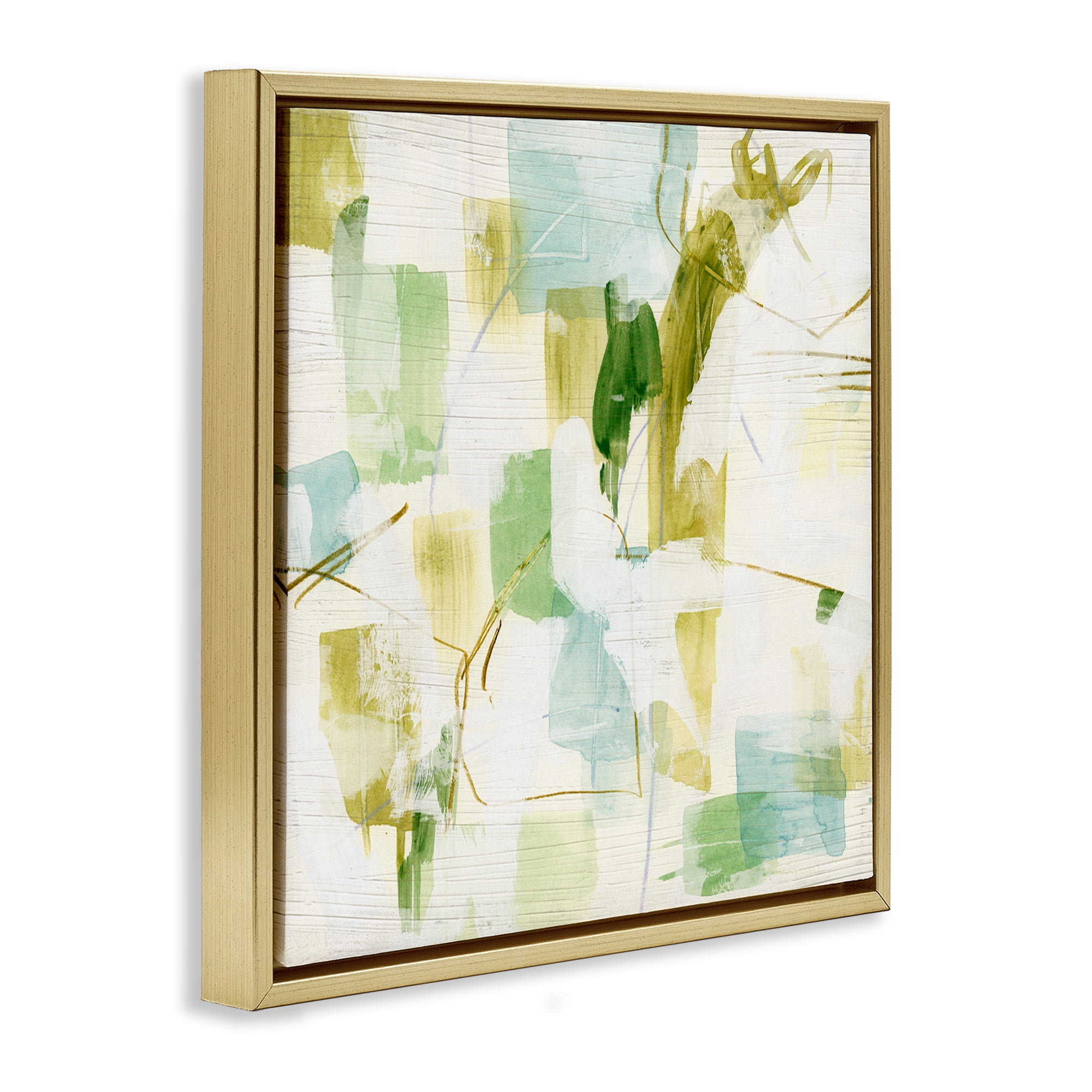 Stupell Industries Chaotic Abstract Expression Abstract Painting Gold Floater Framed Canvas Art Print Wall Art, 18 x 18