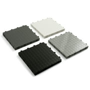 FlooringInc Nitro Garage Floor Tiles, Coin Pattern, Interlocking, Black, 12x12, 52 pack, 52 sq/ft